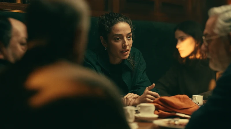Bir masa etrafında sohbeti ve dinlemeyi betimleyen editoryal görsel